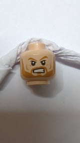 Kopf beidseitig, mittleres Nougat, Augenbrauen und Bart, Schmunzeln / wütend mit entblößten Zähnen Muster nougat (hell)