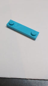 NEU Platte, Modifiziert 1 x 4 mit 2 Noppen mit Nut azur (medium)