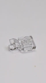 NEU Platte, modifiziert 1 x 1 mit offenem O-Clip (horizontal) transparent weiß