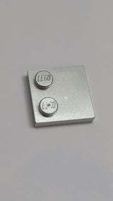 NEU Fliese, Modifiziert 2 x 2 mit Noppen am Rand silbermetallic