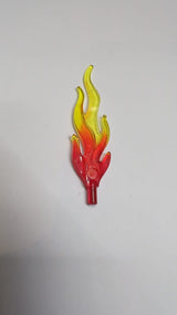 NEU Wave abgerundet groß mit Bar-Ende (Flamme) mit marmoriertem Trans-Gelb-Muster transparent rot