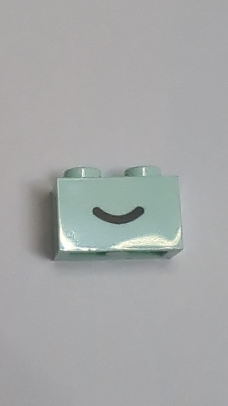 NEU Stein 1 x 2 mit schwarzem Lächelmuster in Form einer gebogenen Linie aqua (hell)