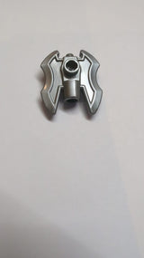 Waffen-Axtkopf, Doppelt mit Stangenhalter und 2 hohlen Noppen pearlsilber