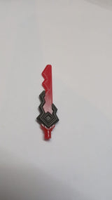 Minifigur, Waffe Schwertklinge mit gezackter Kante und Griffende mit geformtem Perlen-Dunkelgrau geometrischem Schlangen- und Diamantgriffmuster (Ninjago Vermillion Schwert)