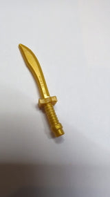 Minifigur, Waffe Schwert, Säbel / Dao Gebogene Klinge und Griff mit Stangenende pearlgold