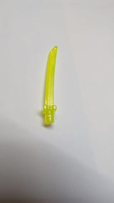 Minifigur, Waffen-Schwertklinge mit Stange, quadratischer Parier transparent neongrün