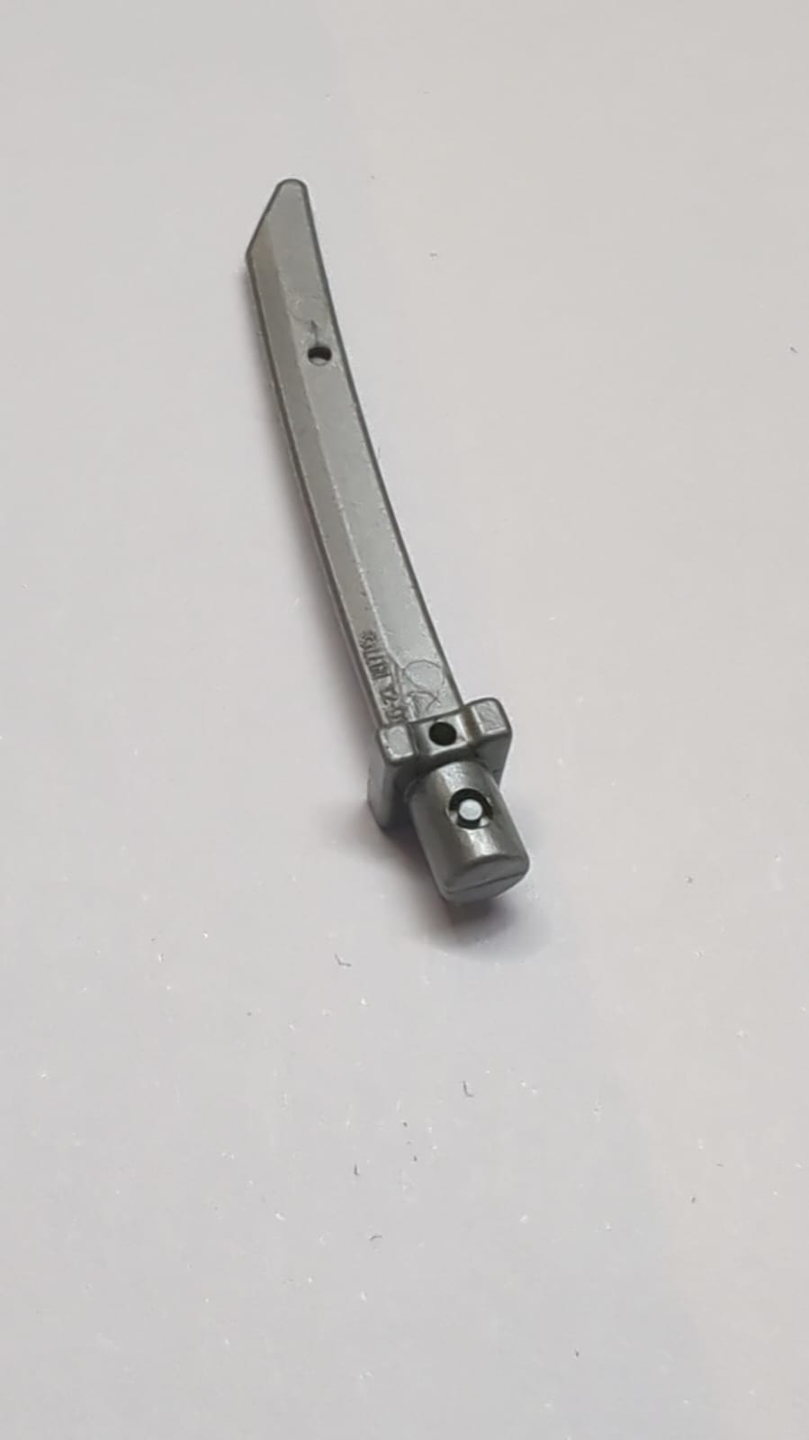 Minifigur, Waffen-Schwertklinge mit Stange, quadratischer Parier pearlsilber