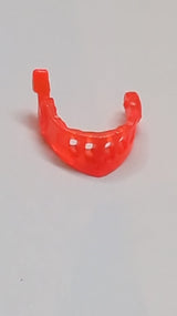 Minifigur, Visier spitz mit Gesichtsgitter und Antenne transparent neonorange