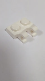 NEU Platte, modifiziert 1 x 2 mit 2 offenen O-Clips (horizontaler Griff) weiß
