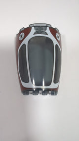 Kegelhälfte 6 x 3 x 6 (elliptisches Paraboloid) mit 4 x 2 Oberseite, weißem Jedi-Interceptor-Cockpit-Rahmen und SW Galactic Republic-Logo auf dunkelrotem Hintergrundmuster transparent schwarz (neu)