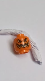 Minifigur, Kopf Kürbis Jack O' Lantern Offene halbrunde Augen mit vertikalen Linien auf der Rückseite orange