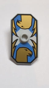 Minifigur, Schild Achteckig Lang mit Noppe mit Knights Kingdom Jayko Hawk Muster (gedruckte Version) helles neuhellgrau
