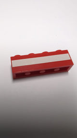 NEU Baustein 1 x 4 mit weißem Streifenmuster rot