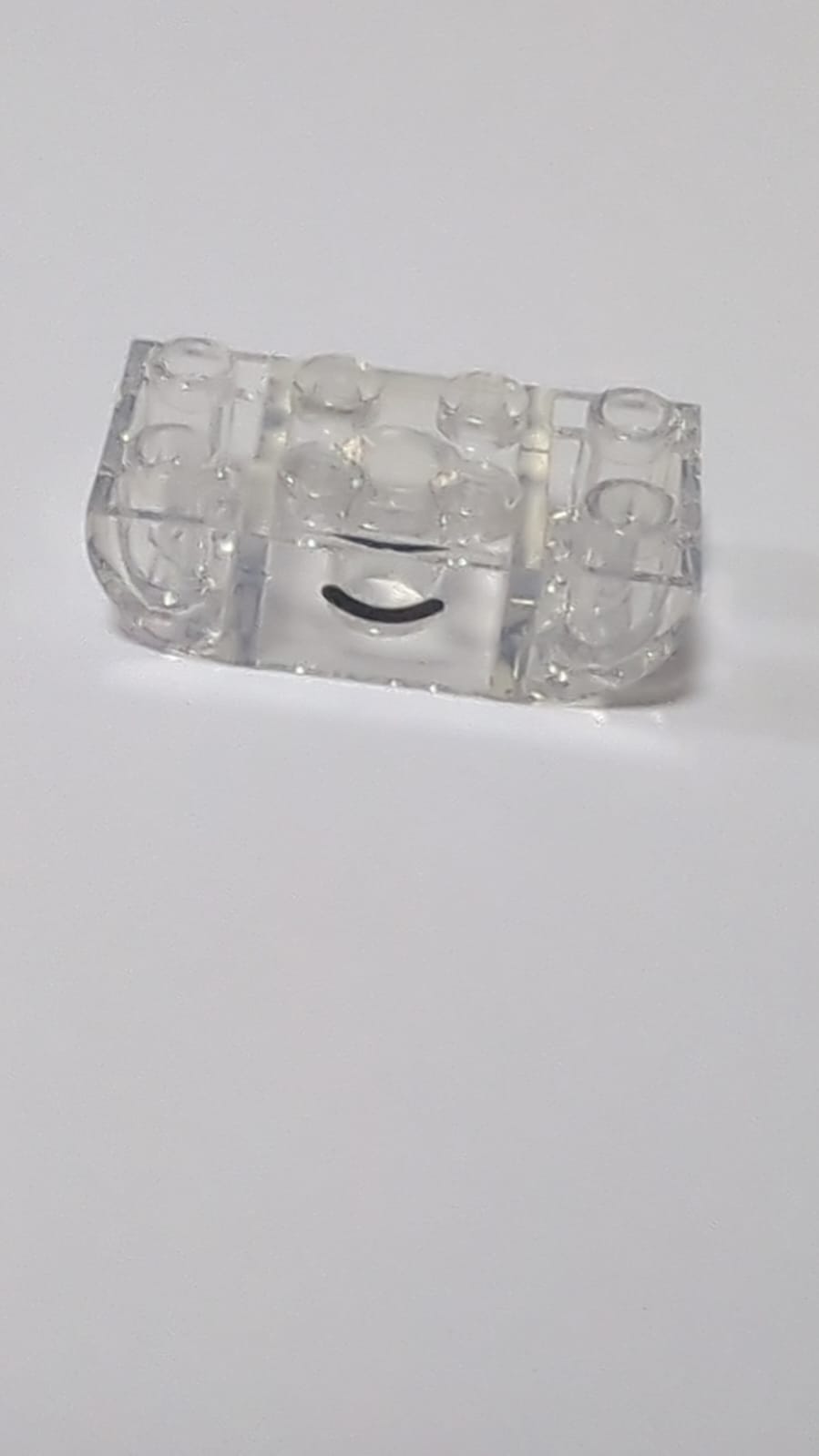 NEU Schrägstein, Gebogen 4 x 2 invert doppelt bedruckt mit Lächeln transparent weiß