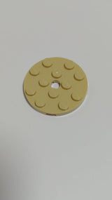 NEU Platte rund 4 x 4 mit Loch beige