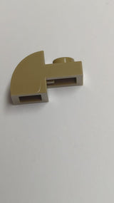 NEU Bogenstein, gewölbt 2 x 1 mit Noppe dunkelbeige