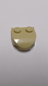 NEU Stein, rund 2 x 2 x 2/3 Halbkreis verlängert mit 2 Noppen, gewölbte Spitze beige