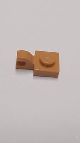 NEU Platte, modifiziert 1 x 1 mit offenem O-Clip (horizontal) nougat