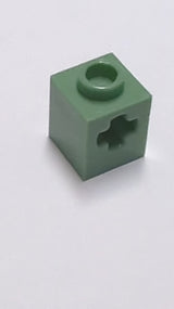 NEU Technik Stein 1 x 1 mit Achsloch sandgrün