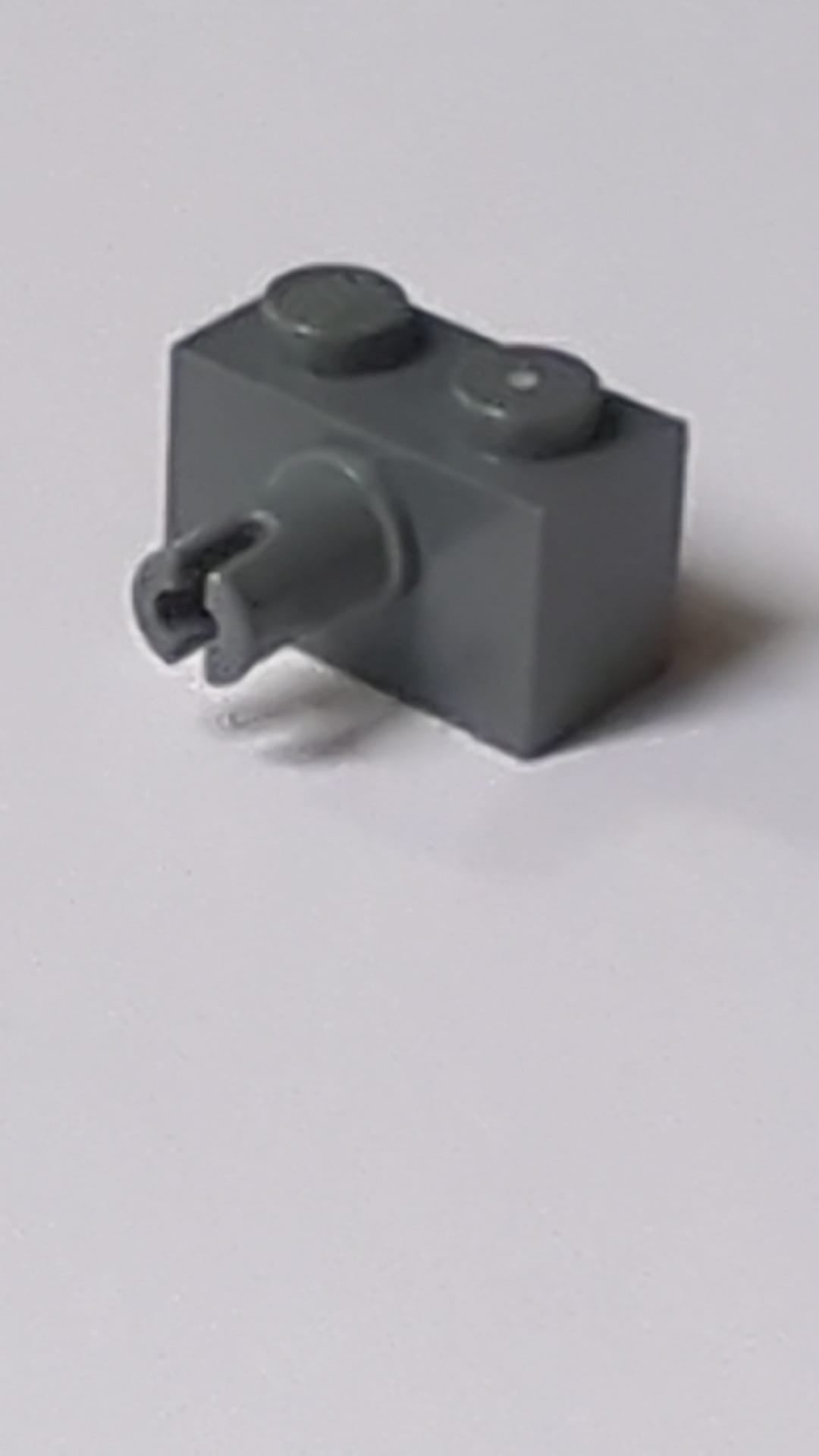 NEU 1 x 2 modifizierter Stein mit Pin neudunkelgrau