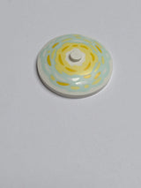 NEU Dish 4 x 4 Inverted (Radar) with Solid Stud with Bright Light Yellow and Bright Light Orange Brushstrokes on Bright Light Yellow and Light Aqua Background Pattern weiss white