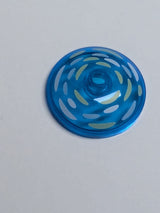 NEU Dish 3 x 3 Inverted (Radar) with White, Bright Light Blue, and Bright Light Yellow Brushstrokes Pattern transparent dunkelblau trans-dark blue