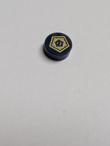 NEU Fliese, rund 1 x 1 mit Goldpentagon und Muster aus Formen (HP Schokoladenfrosch-Karte) dunkelblau