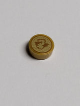 NEU Fliese, rund 1 x 1 mit dunkelorangefarbenem Drachen und gepunktetem Kreis auf goldenem Hintergrundmuster (HP Unum Galleon) pearlgold
