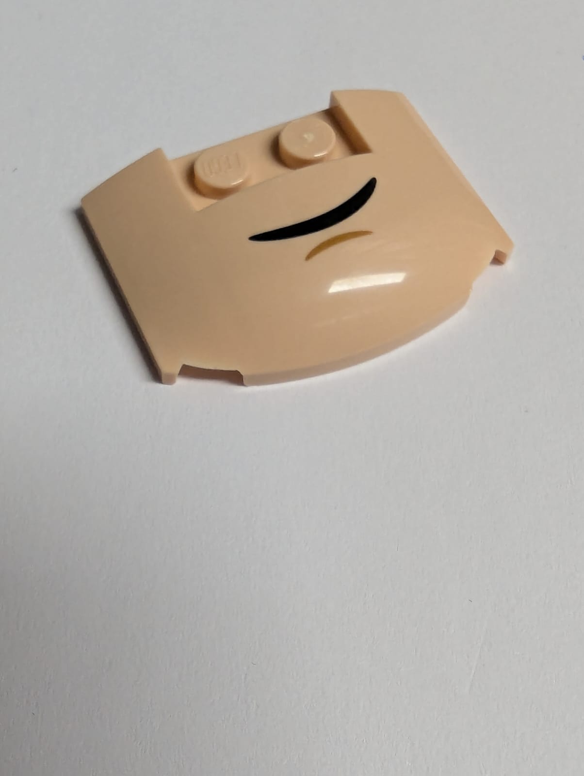 NEU Wedge 3 x 4 x 2/3 Triple Curved with Black Lopsided Grin and Medium Nougat Chin Dimple Pattern (HP Dobby Mouth) hellnougat light nougat