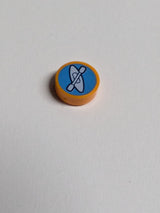 NEU Fliese, rund 1 x 1 mit Lavendel-Kajak und Paddel auf dunkelblauem Hintergrundmuster orange