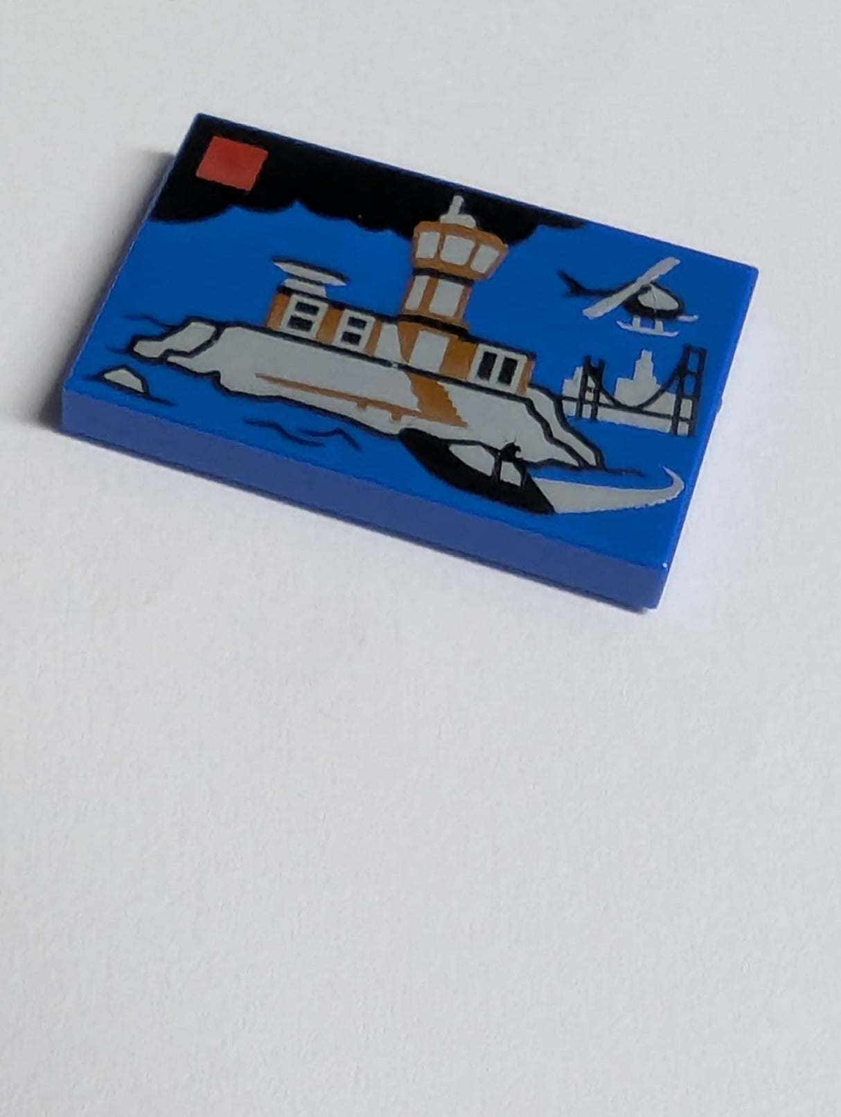 NEU Fliese 2 x 3 mit LEGO City Set 60419 Polizei Gefängnisinsel Boxart-Muster blau