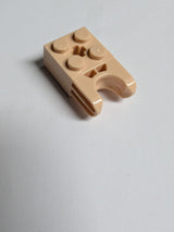 NEU Technik, Stein modifiziert 2 x 2 mit Kugelgelenk und Achsloch - Gerade Gabeln mit runden Enden und geschlossenen Seiten hellnougat