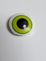 NEU Plate, Round 2 x 2 with Rounded Bottom with Lime Eye with Green Outline Pattern (HP Dobby Eye) weiss white