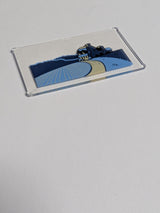 NEU Glas für Fenster 1 x 4 x 6 mit hellblauen und dunkelblauen Feldern, tanfarbener Straße und Haus, schwarzem Dach und Buschmuster transparent weiß