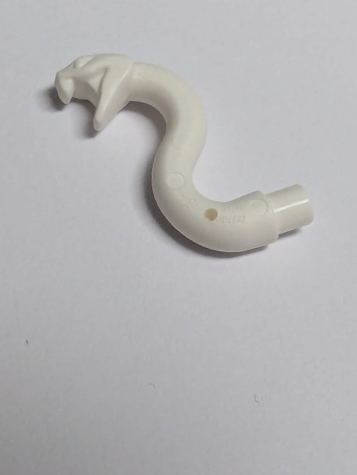 NEU Schlangenkopf mit offenem Mund, Zähnen und gebogen, mit Stab weiß