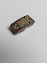 NEU Slope, Curved 2 x 1 x 2/3 Inverted with Dark Tan Fur, Eyes, Closed Mouth and Nostrils Pattern (Goat Face) neubraun reddish brown