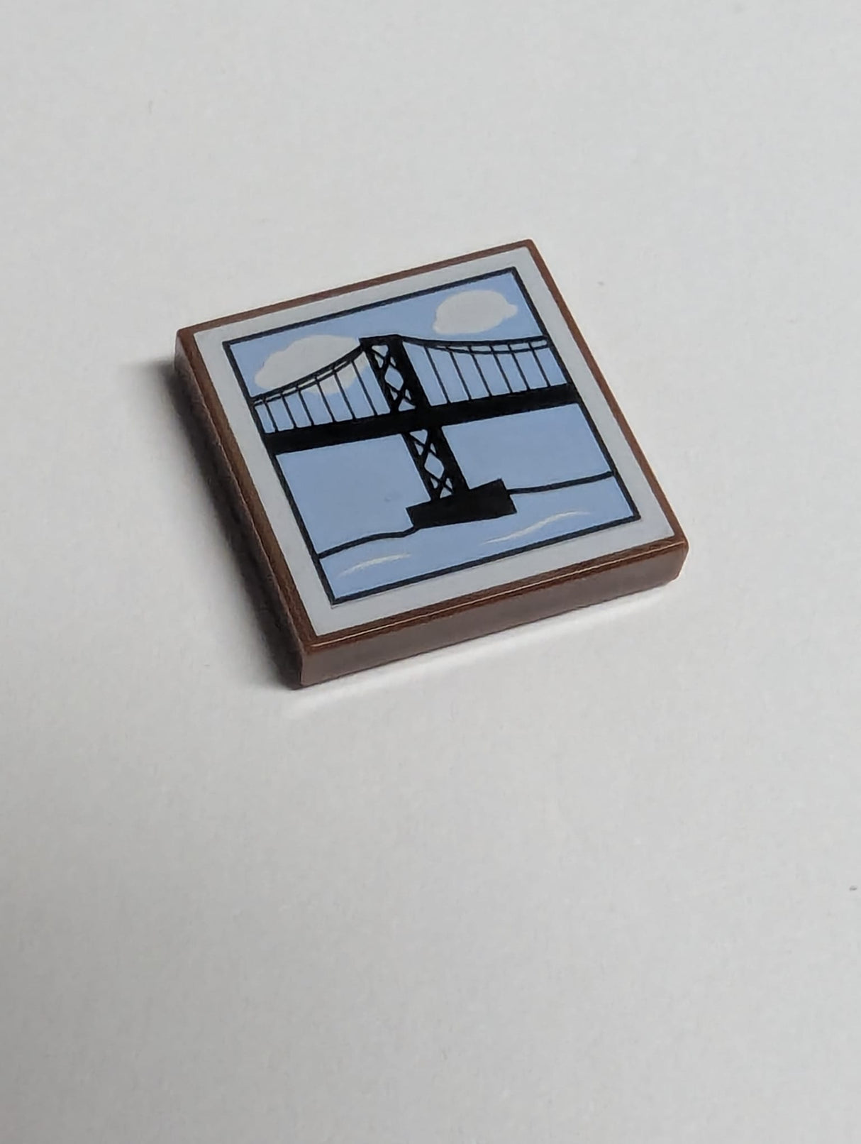 NEU Tile 2 x 2 with Groove with Suspension Bridge Pattern neubraun reddish brown