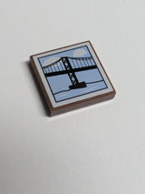 NEU Tile 2 x 2 with Groove with Suspension Bridge Pattern neubraun reddish brown