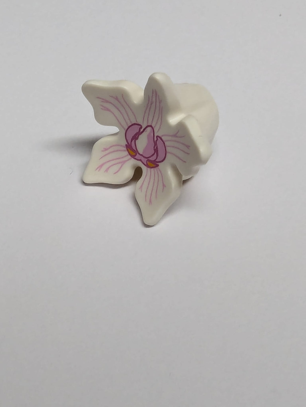 NEU Blüte Kapuze mit 5 großen Blütenblättern mit Muster aus hellrosa und dunkelrosa Orchideenblumen weiß