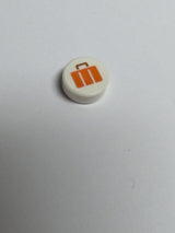 NEU Fliese, rund 1 x 1 mit rötlich-orangefarbenem Koffer mit dunkelorangefarbenem Griffmuster weiß