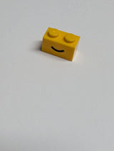 NEU Stein 1 x 2 mit schwarzem Lächelmuster in Form einer gebogenen Linie hellorange