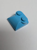 NEU Bogenstein 2 x 2 x 2/3 mit 2 Noppen und gebogenen Seiten azur (medium)