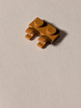 NEU Platte, modifiziert 1 x 2 mit 2 offenen O-Clips (horizontaler Griff) nougat (medium)