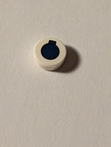 NEU Fliese, rund 1 x 1 mit dunkelblauem Kreis und Spraydosenmuster auf dem Deckel weiß
