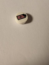 NEU Fliese, rund 1 x 1 mit schwarzem und metallisch rosa Akkulademuster weiß