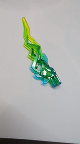 Hero Factory Waffen-Zubehör, Flamme / Blitz mit Achsloch, marmoriertes transparent dunkelblau