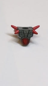 Minifiguren-Rüstung Brustplatte mit Schulterstacheln Rot und Rot gesprungener Schädel im Kreis schwarz
