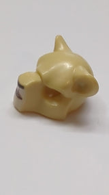 Minifigur, Kopfbedeckung: Katzenmaske mit schwarzer Nase, Schönheitsfleck und schiefem Lächeln beige