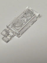 NEU Platte modifiziert 1 x 2 mit Clip am Ende (horizontal) transparent weiß