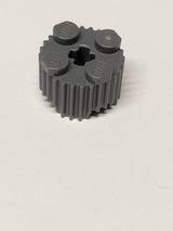 NEU Stein rund 2 x 2 mit Achsloch und Rillenprofil neudunkelgrau